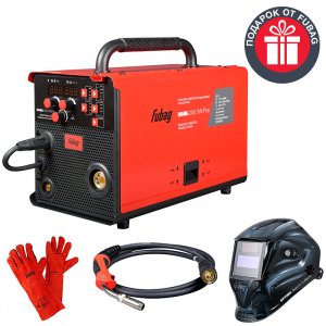 FUBAG Сварочный полуавтомат, инвертор INMIG 200 SYN PLUS с горелкой FB 250 3 м + Маска сварщика "Хамелеон" OPTIMA TEAM 9-13 BLACK + Краги спилковые сварщика красные в ПОДАРОК!