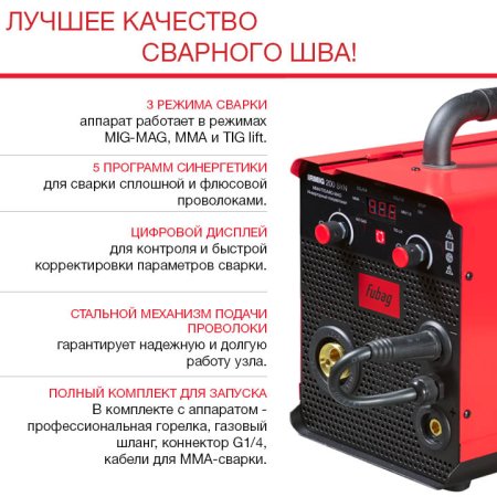 FUBAG Сварочный полуавтомат IRMIG 200 SYN с горелкой 250 А 3 м в комплекте в Якутске фото