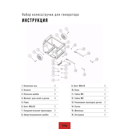 Комплект колес и ручек для генераторов FUBAG в Якутске фото