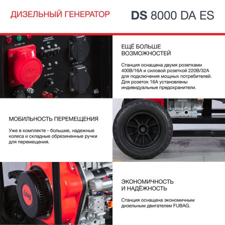 FUBAG Дизельный генератор (трехфазный) с электростартером и коннектором автоматики DS 8000 DA ES в Якутске фото