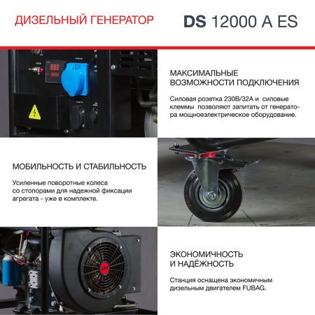 FUBAG Дизельный генератор с электростартером и коннектором автоматики DS 12000 A ES в Якутске фото